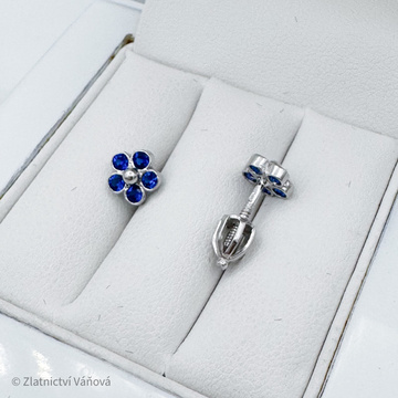 Stříbrné náušnice modré kytičky na šroubek